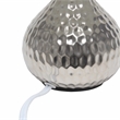 Simple Designs Hammered Silver Drip Mini Table Lamp White