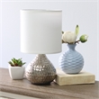 Simple Designs Hammered Silver Drip Mini Table Lamp White