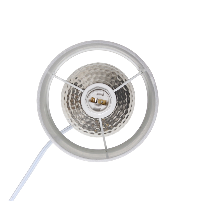 Simple Designs Hammered Silver Drip Mini Table Lamp White