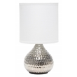 Simple Designs Hammered Silver Drip Mini Table Lamp White
