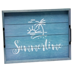 Decorative Wood Serving Tray w Handles 15.50in x 12in Summertime