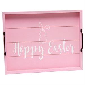 Decorative Wood Serving Tray w Handles 15.50in x 12in Hoppy Easter