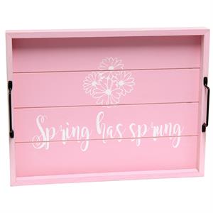 Decorative Wood Serving Tray w Handles 15.50in x 12in Spring has Sprung