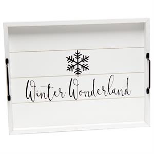 Decorative Wood Serving Tray w Handles 15.50in x 12in Winter Wonderland