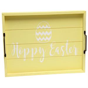 Decorative Wood Serving Tray w Handles 15.50in x 12in Hoppy Easter