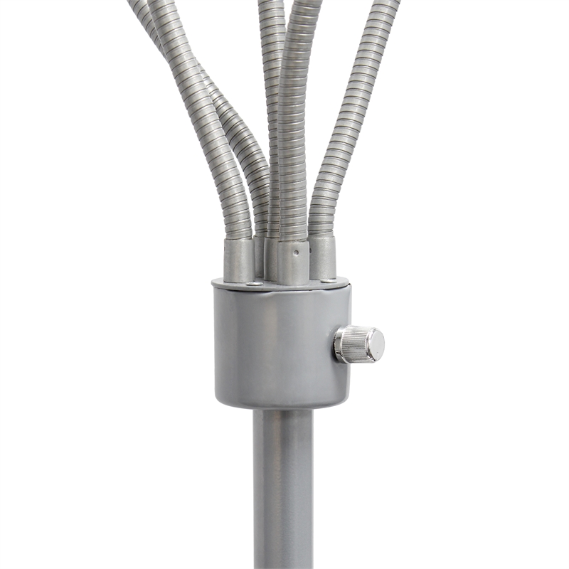5 Light Adjustable Gooseneck Silver Floor Lamp with Fun Multicolored Shades