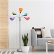 5 Light Adjustable Gooseneck Silver Floor Lamp with Fun Multicolored Shades