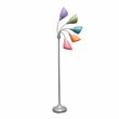 5 Light Adjustable Gooseneck Silver Floor Lamp with Fun Multicolored Shades