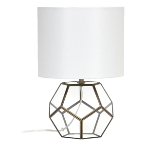 transparent octagonal table lamp brass