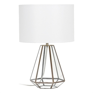 transparent triagonal table lamp brass