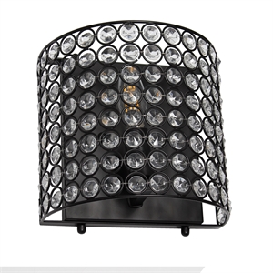 Lalia Home 8&quot 1-Lt Bathroom Vanity Crystal and Metal Wall Sconce Fixture - Black