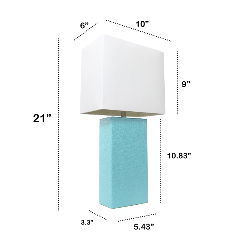 Lalia Home Lexington 21in Leather Base Table Lamp Aqua Turquoise