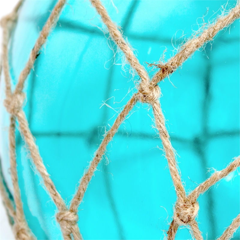 Lalia Home Maritime 14.75in Coastal Fisherman's Glass Rope Table Lamp Aqua