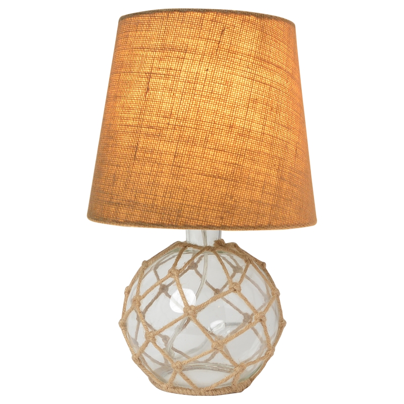 Lalia Home Maritime 14.75in Coastal Fisherman's Glass Rope Table Lamp Clear
