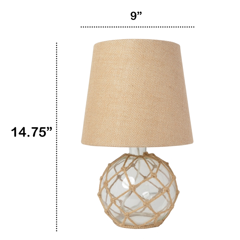 Lalia Home Maritime 14.75in Coastal Fisherman's Glass Rope Table Lamp Clear