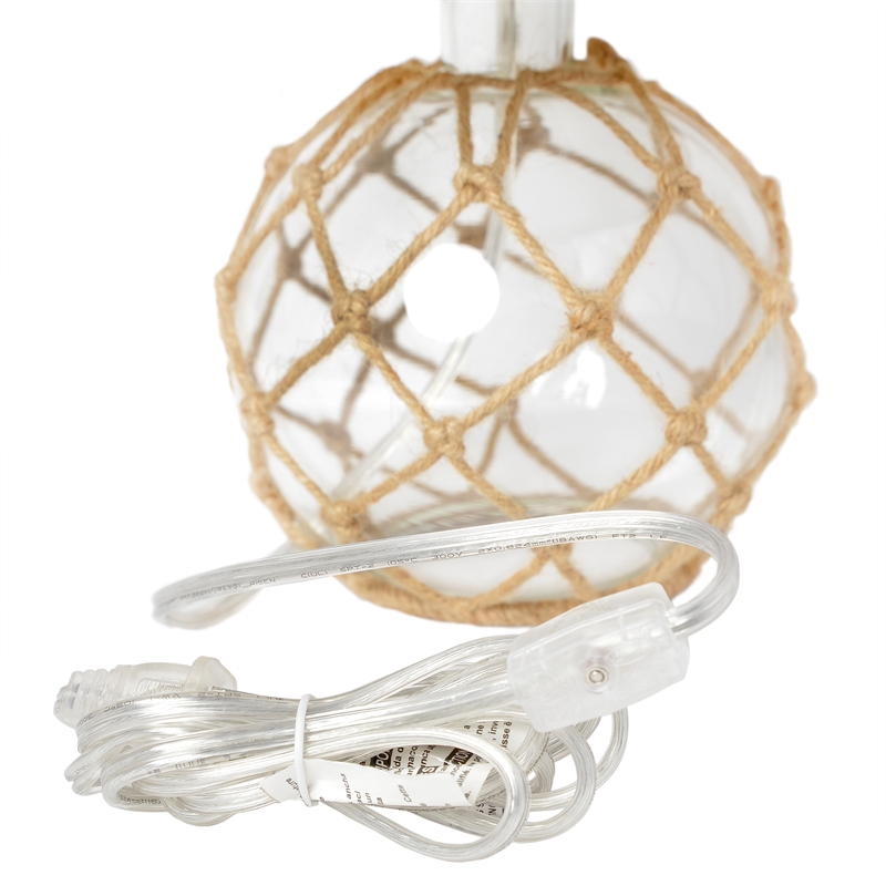 Lalia Home Maritime 14.75in Coastal Fisherman's Glass Rope Table Lamp Clear