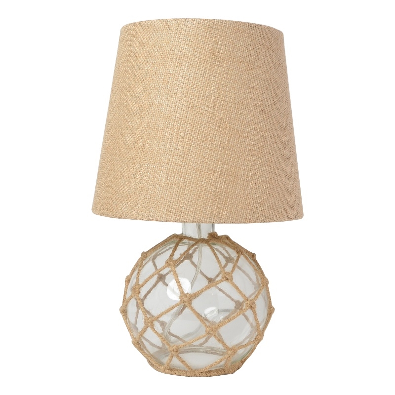 Lalia Home Maritime 14.75in Coastal Fisherman's Glass Rope Table Lamp Clear