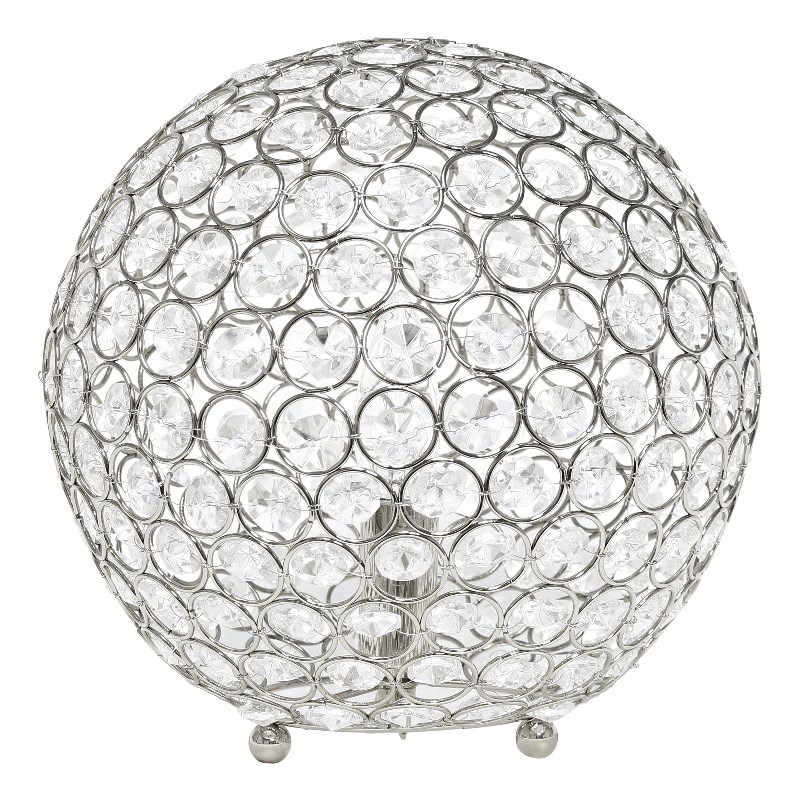 Lalia Home Elipse 10in Metal Crystal Sphere Glamourous Orb Table Lamp Chrome
