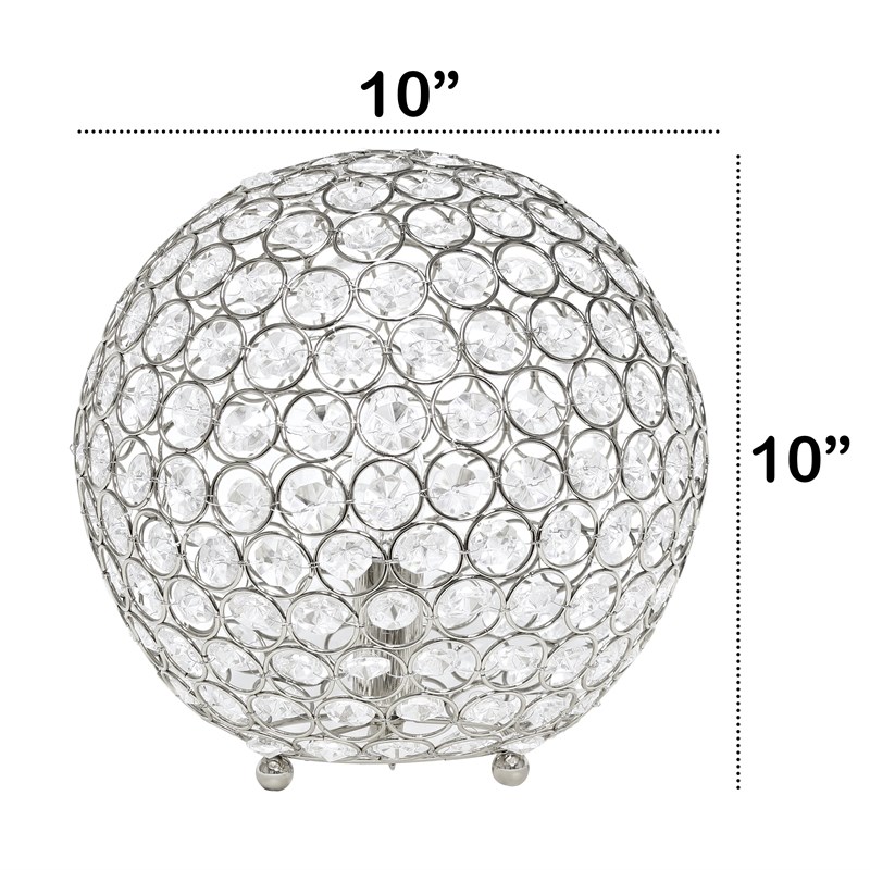 Lalia Home Elipse 10in Metal Crystal Sphere Glamourous Orb Table Lamp Chrome