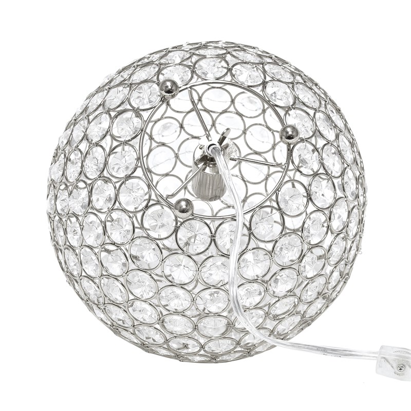Lalia Home Elipse 10in Metal Crystal Sphere Glamourous Orb Table Lamp Chrome