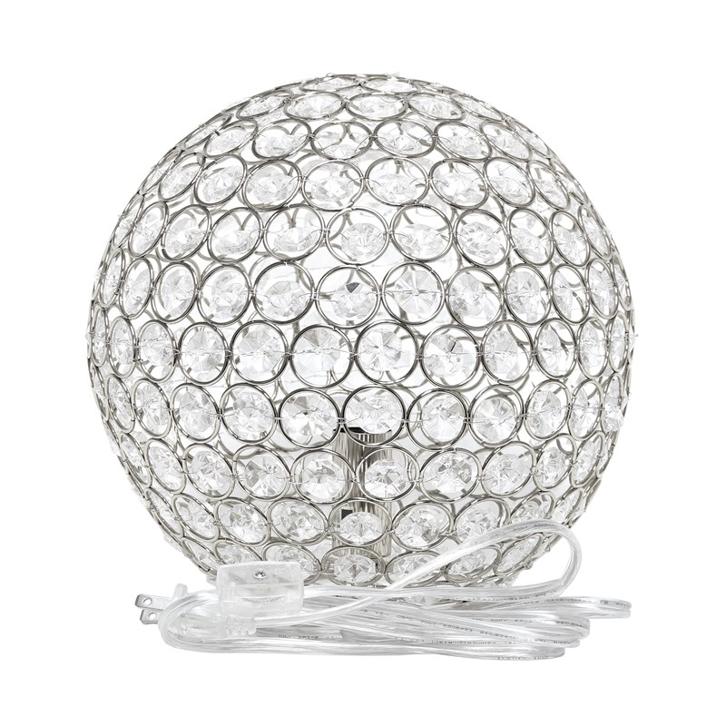 Lalia Home Elipse 10in Metal Crystal Sphere Glamourous Orb Table Lamp Chrome
