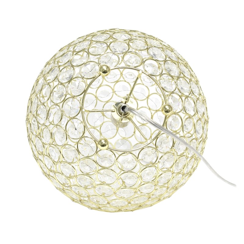 Lalia Home Elipse 10in Metal Crystal Sphere Glamourous Orb Table Lamp Gold