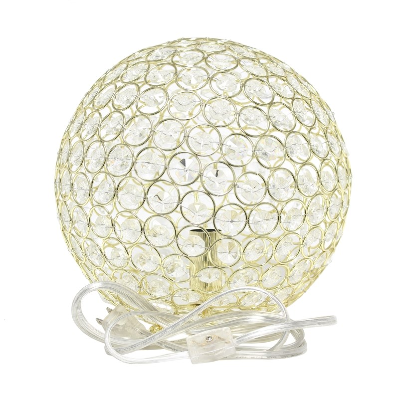Lalia Home Elipse 10in Metal Crystal Sphere Glamourous Orb Table Lamp Gold