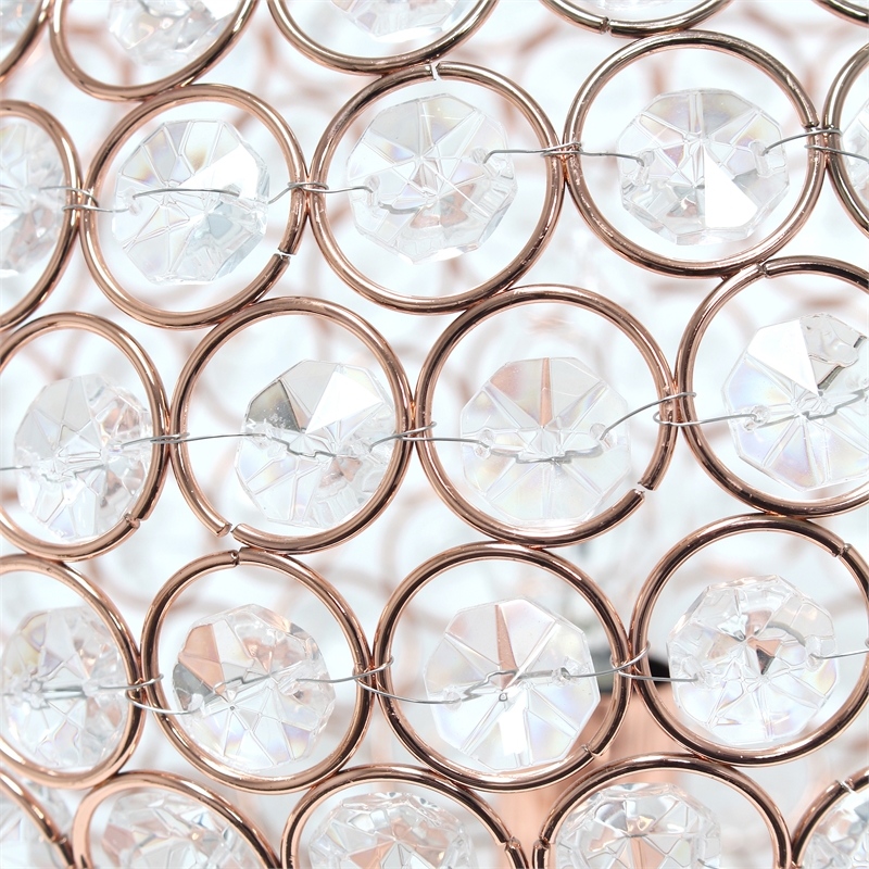 Lalia Home Elipse 10in Metal Crystal Sphere Glamourous Orb Table Lamp Rose Gold