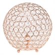 Lalia Home Elipse 10in Metal Crystal Sphere Glamourous Orb Table Lamp Rose Gold