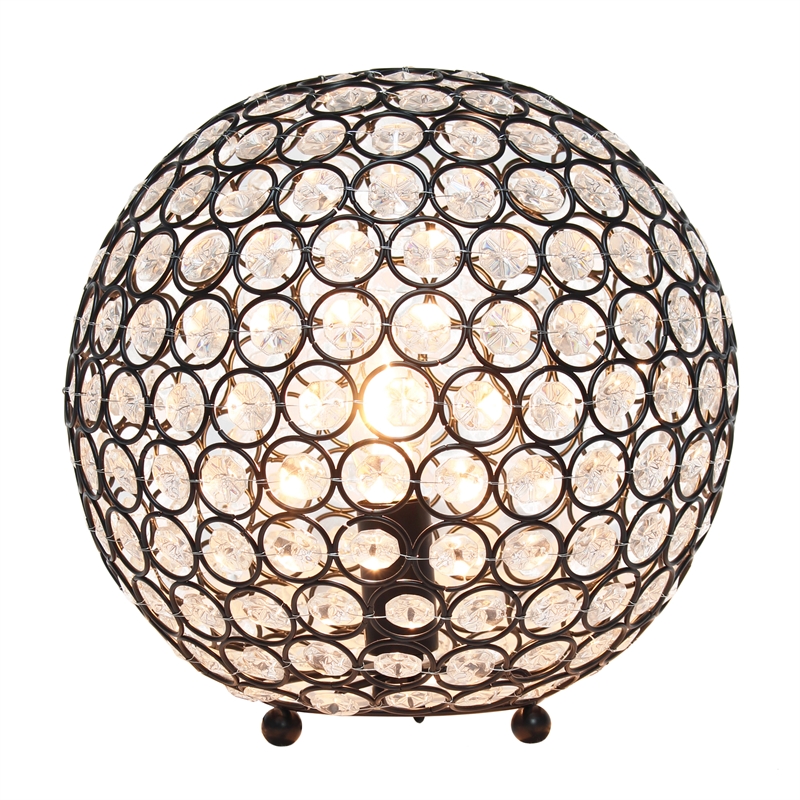 Lalia Home Elipse 10in Metal Crystal Sphere Orb Table Lamp Restoration Bronze