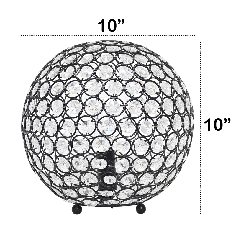 Lalia Home Elipse 10in Metal Crystal Sphere Orb Table Lamp Restoration Bronze