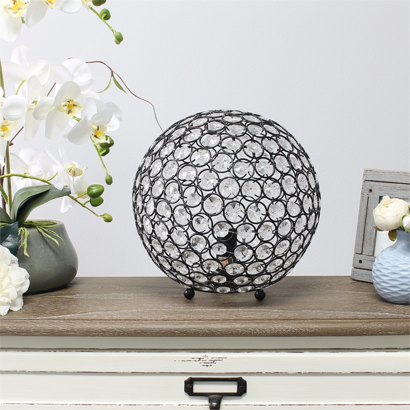 Lalia Home Elipse 10in Metal Crystal Sphere Orb Table Lamp Restoration Bronze
