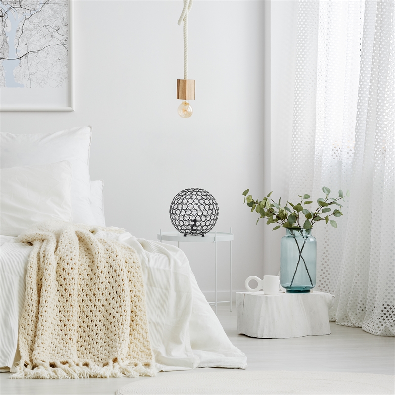 Lalia Home Elipse 10in Metal Crystal Sphere Orb Table Lamp Restoration Bronze