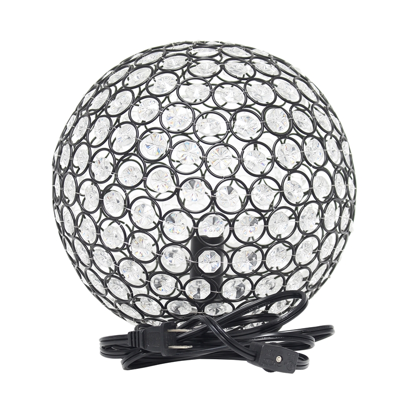 Lalia Home Elipse 10in Metal Crystal Sphere Orb Table Lamp Restoration Bronze