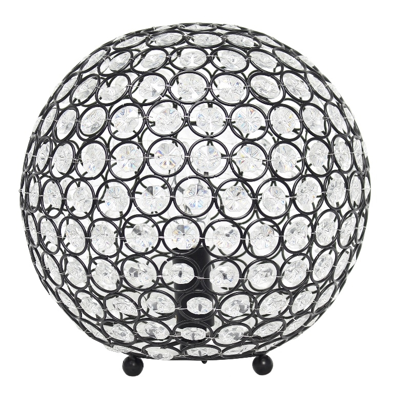 Lalia Home Elipse 10in Metal Crystal Sphere Orb Table Lamp Restoration Bronze