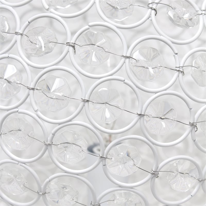 Lalia Home Elipse 10in Metal Crystal Sphere Glamourous Orb Table Lamp White