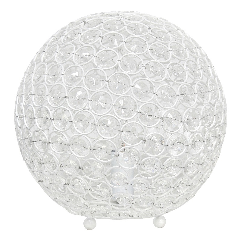 Lalia Home Elipse 10in Metal Crystal Sphere Glamourous Orb Table Lamp White