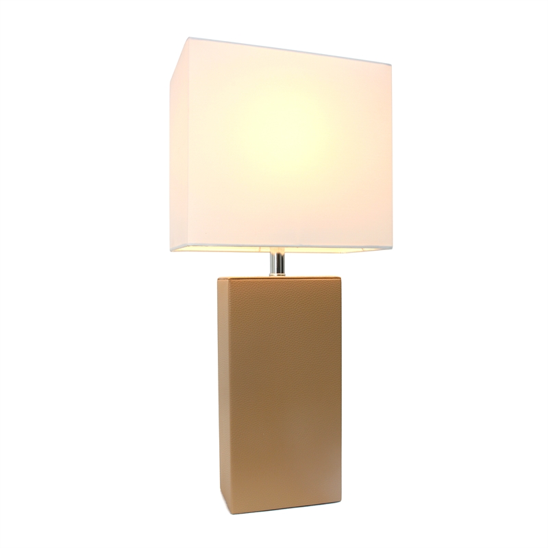 Lalia Home Lexington 21in Leather Base Table Lamp Beige