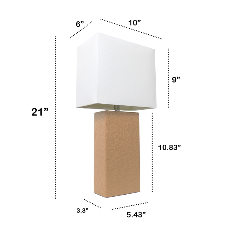Lalia Home Lexington 21in Leather Base Table Lamp Beige