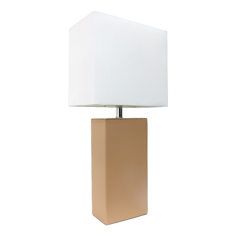 Lalia Home Lexington 21in Leather Base Table Lamp Beige