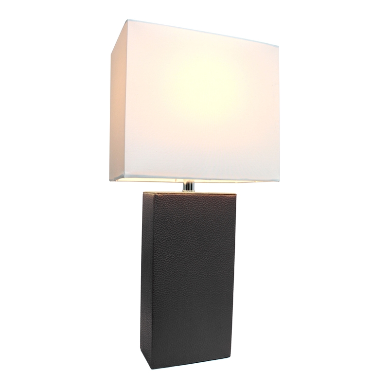 Lalia Home Lexington 21in Leather Base Table Lamp Black