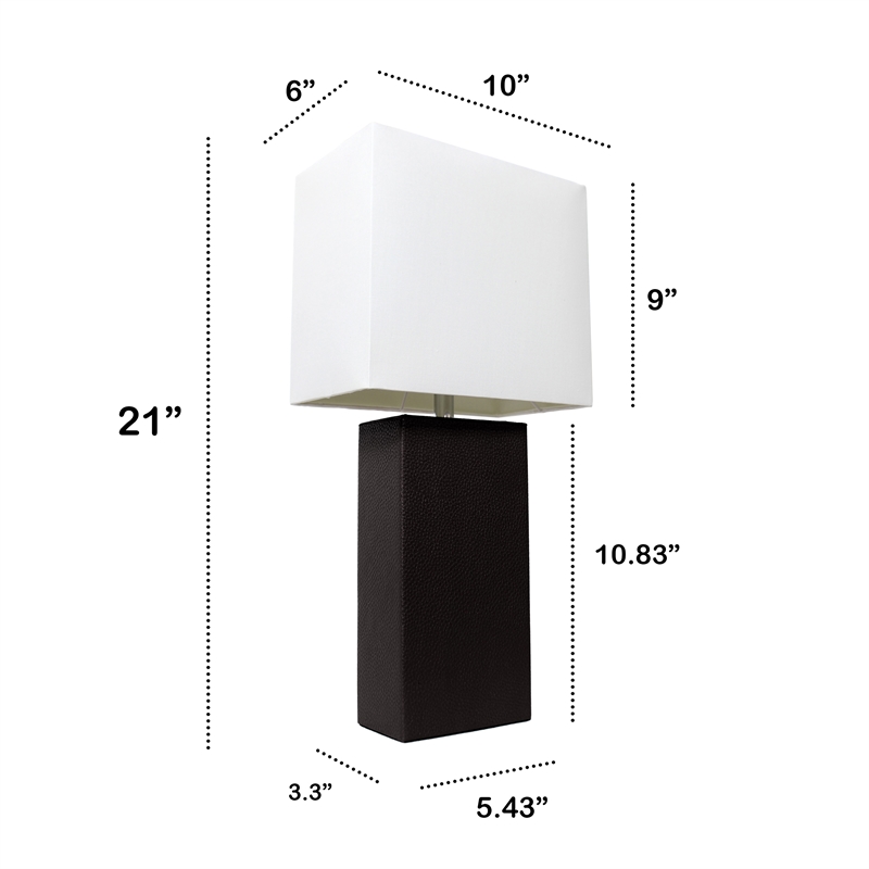 Lalia Home Lexington 21in Leather Base Table Lamp Black