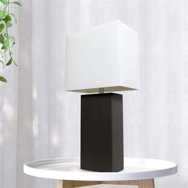 Lalia Home Lexington 21in Leather Base Table Lamp Black
