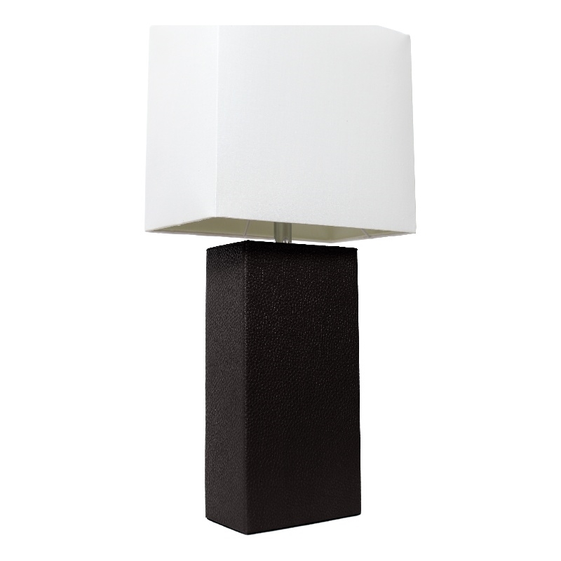 Lalia Home Lexington 21in Leather Base Table Lamp Black
