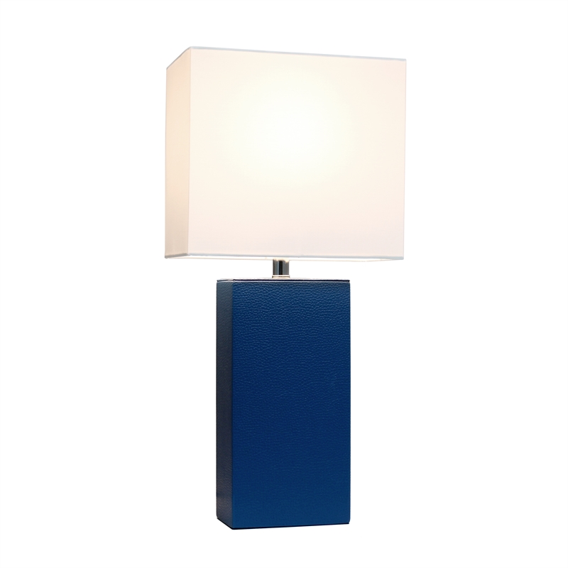 Lalia Home Lexington 21in Leather Base Table Lamp Blue