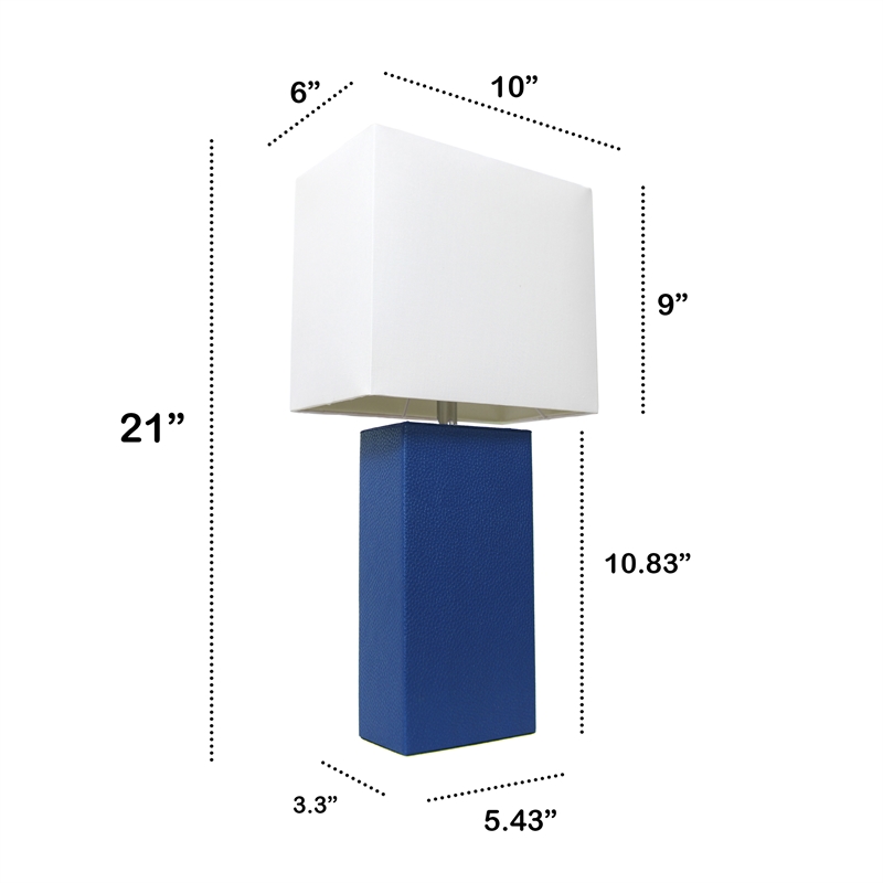 Lalia Home Lexington 21in Leather Base Table Lamp Blue