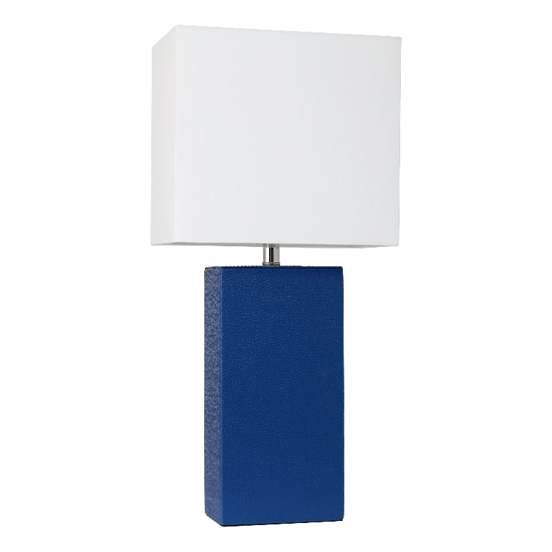 Lalia Home Lexington 21in Leather Base Table Lamp Blue