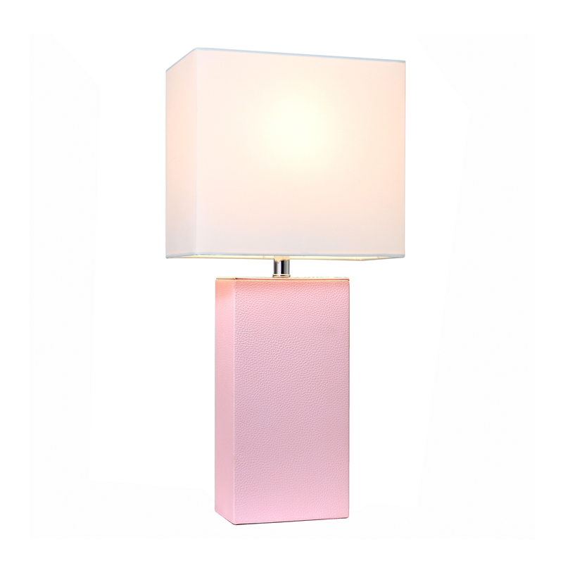 Lalia Home Lexington 21in Leather Base Table Lamp Blush Pink