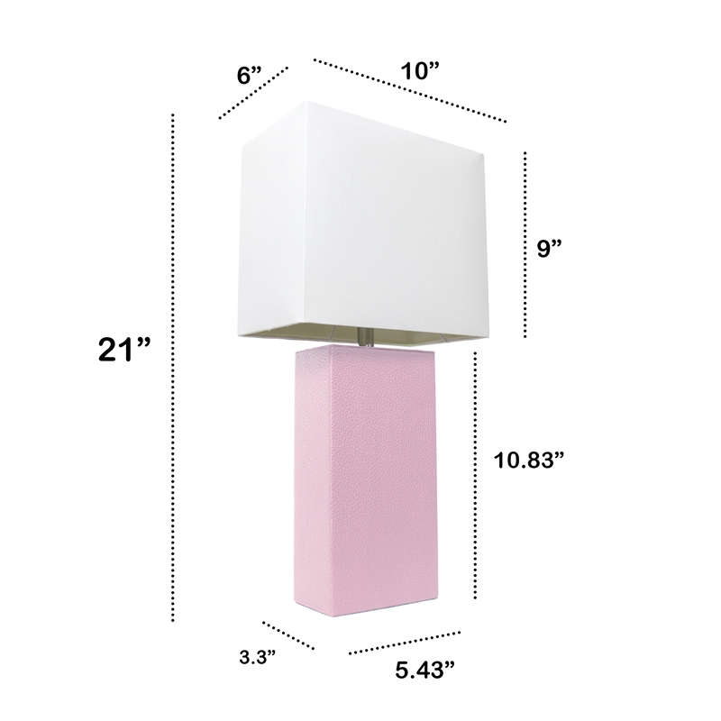 Lalia Home Lexington 21in Leather Base Table Lamp Blush Pink