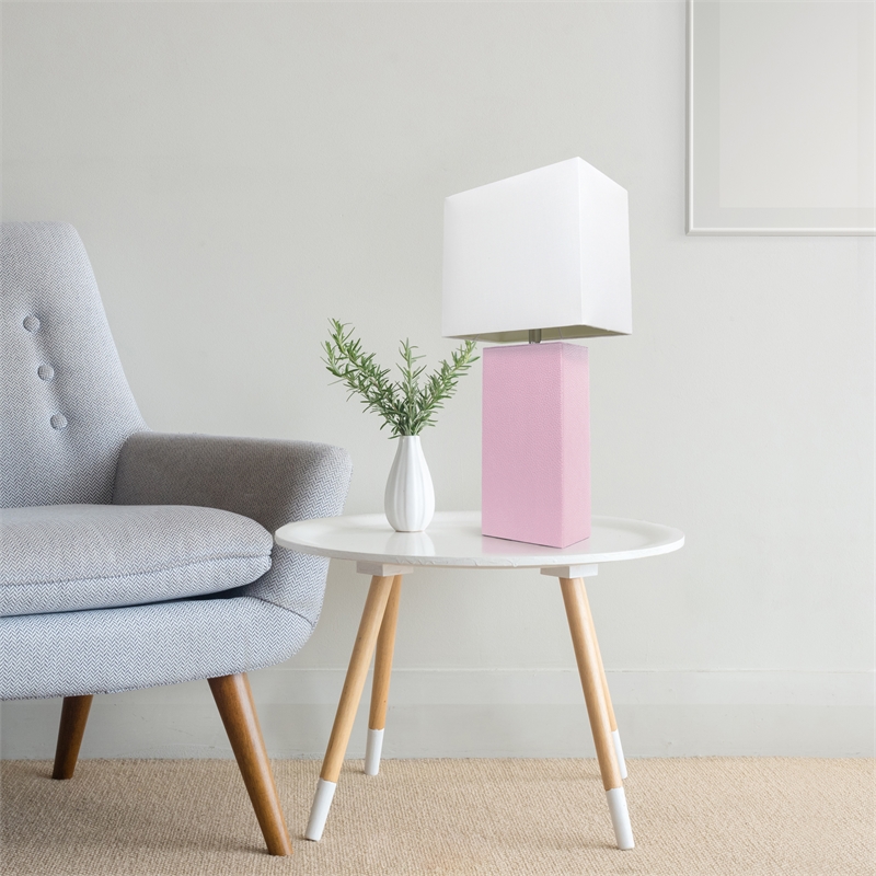 Lalia Home Lexington 21in Leather Base Table Lamp Blush Pink
